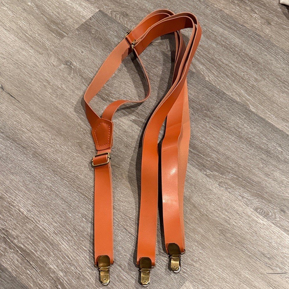 Tan Leather Men's Suspenders